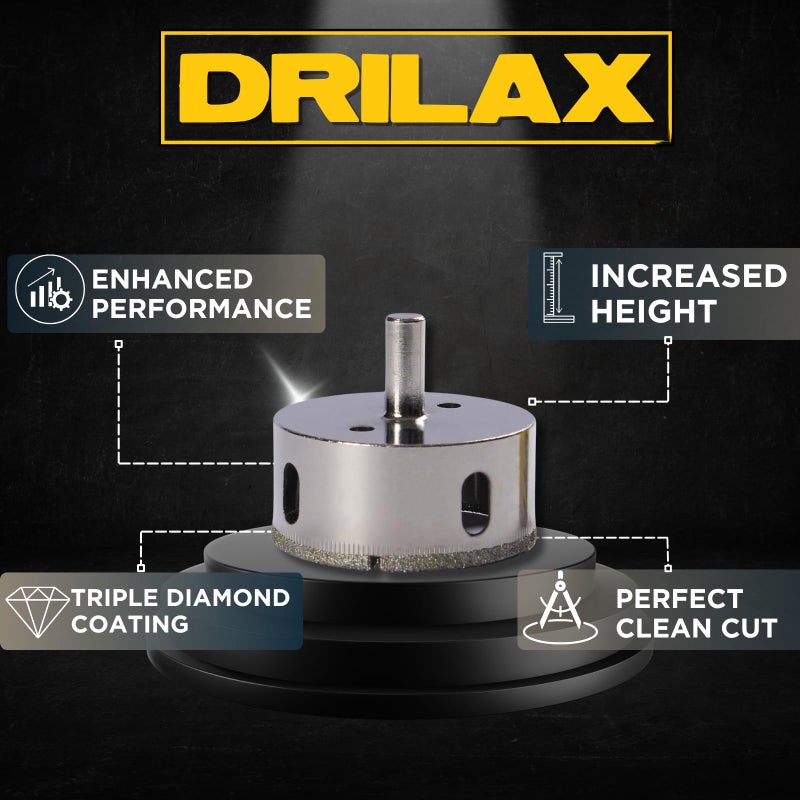 DRILAX طقم مناشير ثقوب ماسية 3 إنش من دريلاكس مع دليل الحفر | لأحواض السفن، الأضواء المدمجة، الوصول إلى السباكة | يحفر الزجاج، البلاط، الجرانيت، السيراميك - Image 2